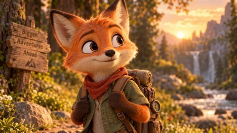 3D Animated Feature: Big-eyed stylized characters with a warm animated-film glow.