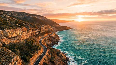 Aerial Drone: Sweeping top-down and high aerial views in golden light.