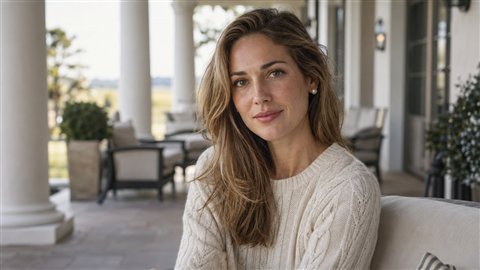 Old Money Editorial: Quiet luxury portraits with soft window light and refined tones.