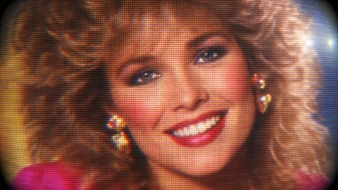 Retro CRT TV: Your scene seen up close on an old tube screen, scan lines and glow.