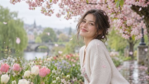 Spring Bloom: Blossom trees, fresh green and soft morning light.