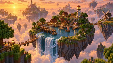 Voxel World: Charming blocky worlds built from tiny cubes.