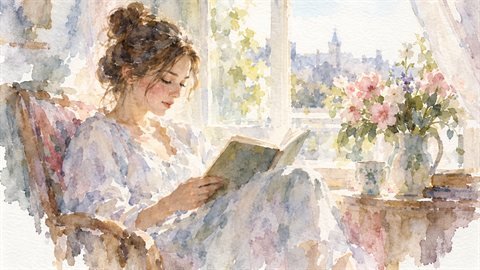 Watercolor Wash: Loose wet-on-wet watercolour with pigment blooming on white paper.