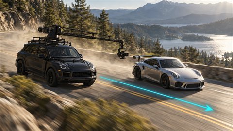 Car Chase Tracking: Camera car alongside a speeding vehicle.