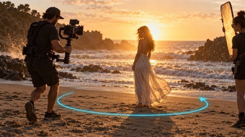 Golden Hour Orbit: Half orbit around the subject as the sun goes down.