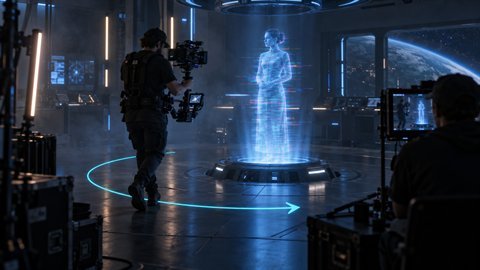 Hologram Glitch: A flickering hologram of the subject, slowly circled by the camera.