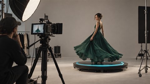 Outfit Spin: The subject turns on the spot to show the full look.