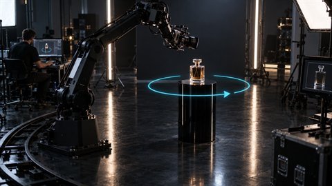 Product Orbit 360: Robot-precise full orbit around a product. Loops cleanly.
