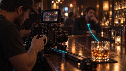 Rack Focus Reveal: Focus shifts from the foreground to reveal the real subject.