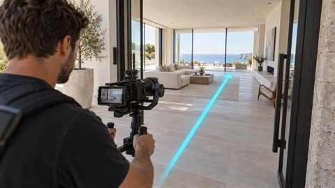 Real Estate Glide: Wide gimbal glide through rooms, level and calm.